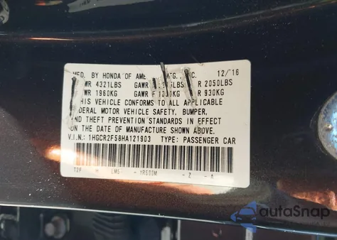 2017 Honda Accord Sport from USA, damaged, VIN 1HGCR2F58HA121903